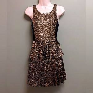 EXPRESS Gold Sequin Peplum Top & Skirt Outfit Set